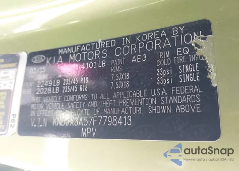 2015 Kia Soul ! z USA, uszkodzony, nr VIN KNDJX3A57F7798413